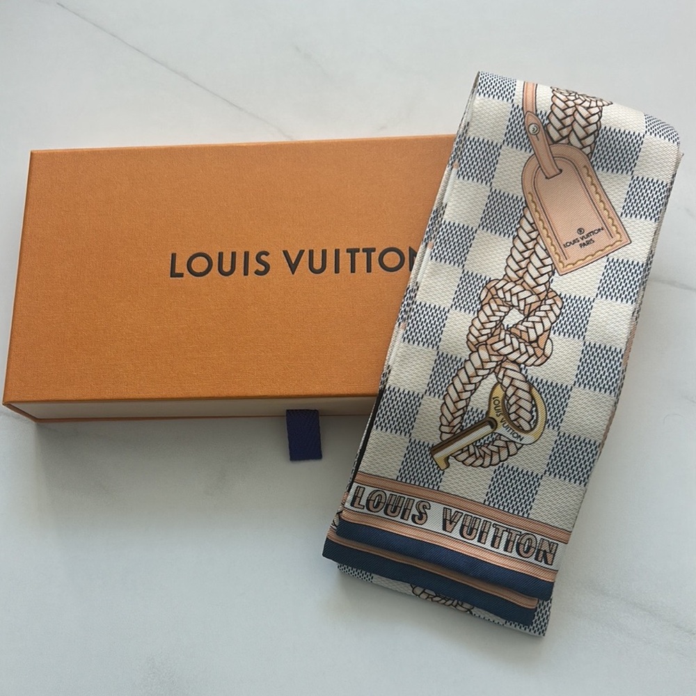Louis Vuitton Silk Damier Azur Infinity Bandeau Azur Blue